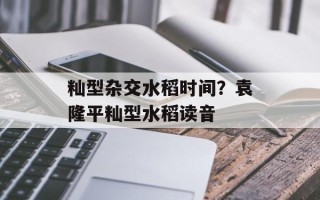 籼型杂交水稻时间？袁隆平籼型水稻读音