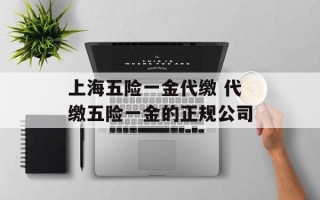 上海五险一金代缴 代缴五险一金的正规公司