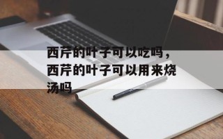 西芹的叶子可以吃吗，西芹的叶子可以用来烧汤吗