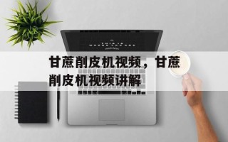 甘蔗削皮机视频，甘蔗削皮机视频讲解