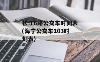 松江6路公交车时间表(海宁公交车103时刻表)