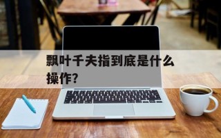 飘叶千夫指到底是什么操作？