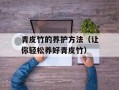 青皮竹的养护方法（让你轻松养好青皮竹）