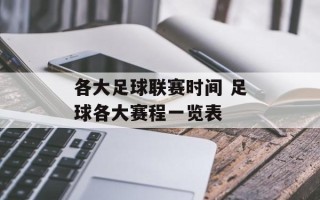 各大足球联赛时间 足球各大赛程一览表