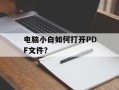 电脑小白如何打开PDF文件？