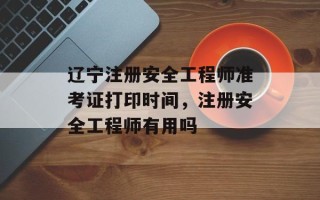 辽宁注册安全工程师准考证打印时间，注册安全工程师有用吗