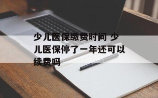 少儿医保缴费时间 少儿医保停了一年还可以续费吗