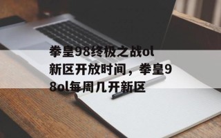 拳皇98终极之战ol新区开放时间，拳皇98ol每周几开新区