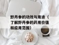 野丹参的功效与用途（了解野丹参的药用价值和应用范围）